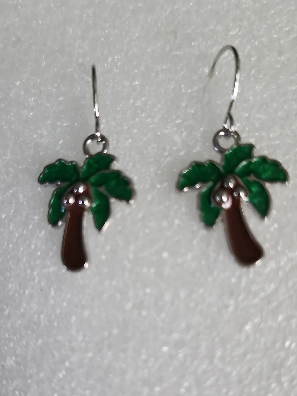 Hand Crafted Green and Brown Palm Tree Dangle Earrings - Women Jewelry